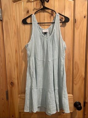 Light Blue Tiered Cotton Sundress